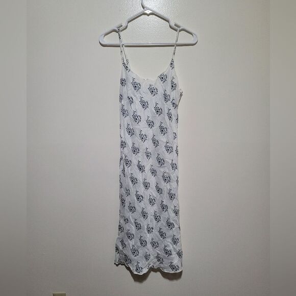 Cp Shades Linen White and Blue Patterned Slip Dress - Picture 1 of 6